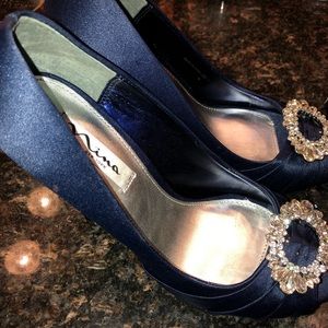 Nina Elvira Peep Toe Pumps (Navy) wedding